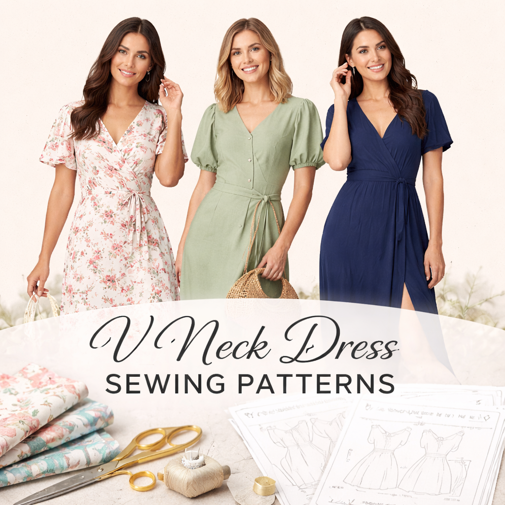 Explore V Neck Dress Sewing Patterns | Instant Versatile Designs   Winslet's Sewing Patterns
