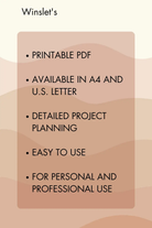 Winslet's Sewing Project Planner - Printable PDF with A4 and U.S. Letter sizes. Easy-to-use for personal and professional sewing projects.