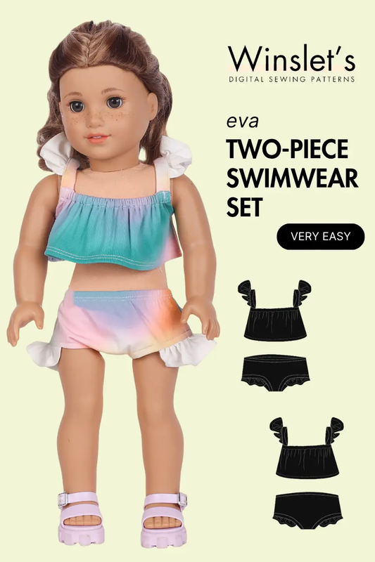 Dolls Two Piece Swimwear Set Sewing Pattern 'Eva'
