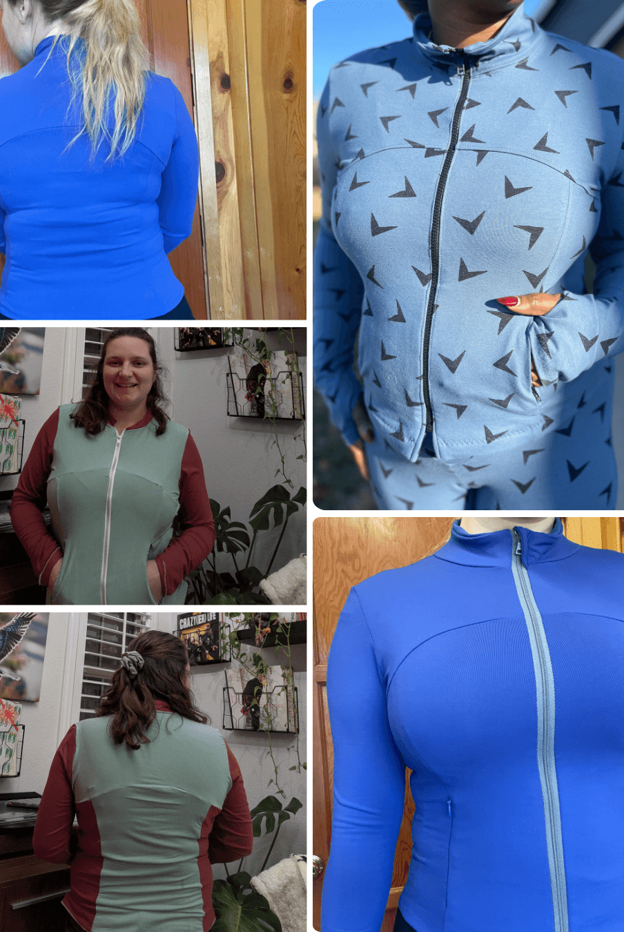 Women wearing purple sports jacket with thumbhole cuffs, holding basketball