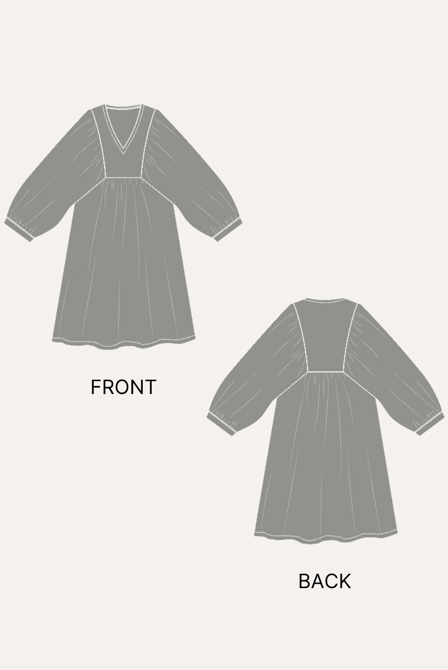 Pattern sewing pattern Heather with front and back dress illustrations