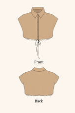 the front and back views of a cropped blouse designed with winslets patterns