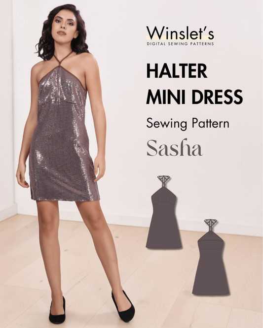 Halter Mini Dress Sewing Pattern 'Sasha'