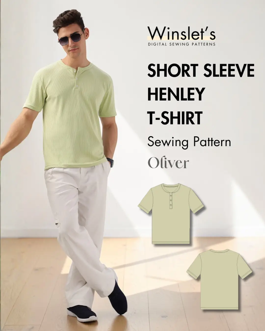 Men's Short Sleeve Henley T-shirt Sewing Pattern 'Oliver'