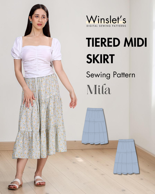 Tiered Midi Skirt Sewing Pattern 'Mila'