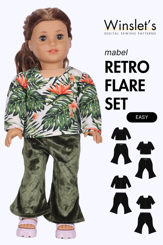 Dolls Retro Flare Set – Top & Flared Pants Set Sewing Pattern 'Mabel'