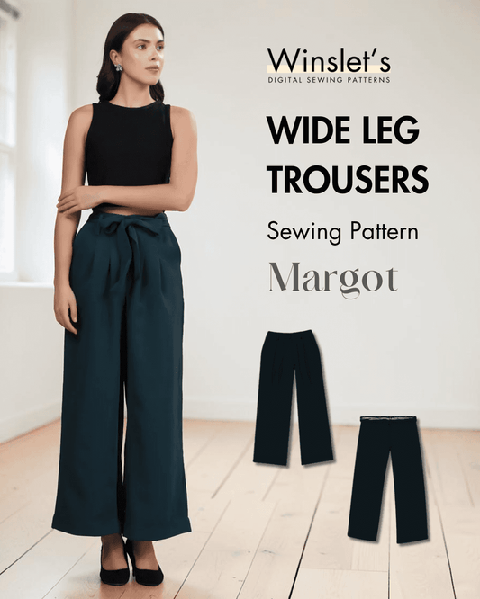 Wide Leg Trousers Sewing Pattern 'Margot' with belt detail