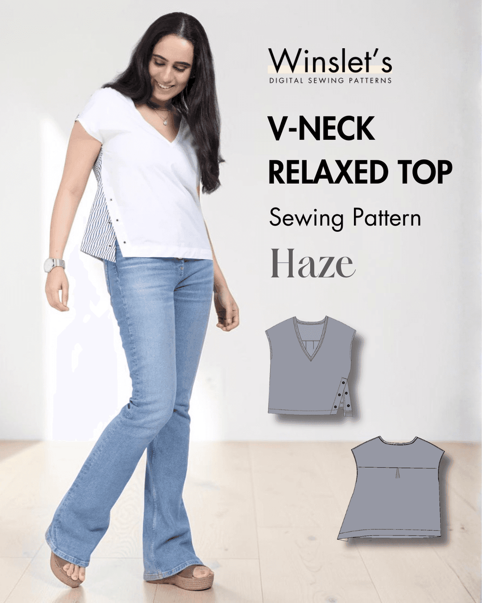 V Neck Relaxed Fit Top Women's PDF Blouse Sewing Pattern