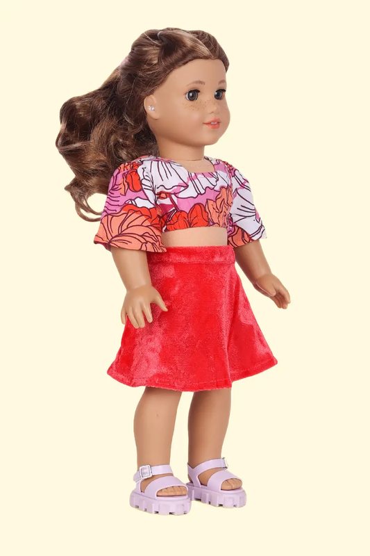 70's Pop Doll Outfit – Crop Top & Flared Skirt Set Sewing Pattern 'Cindy'