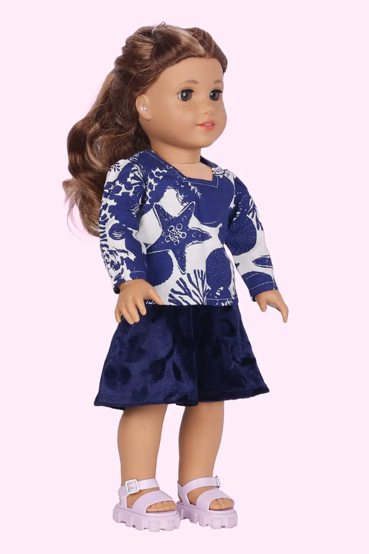 Vintage Doll Outfit – Top & Flared Skirt Set Sewing Pattern 'Crissy'