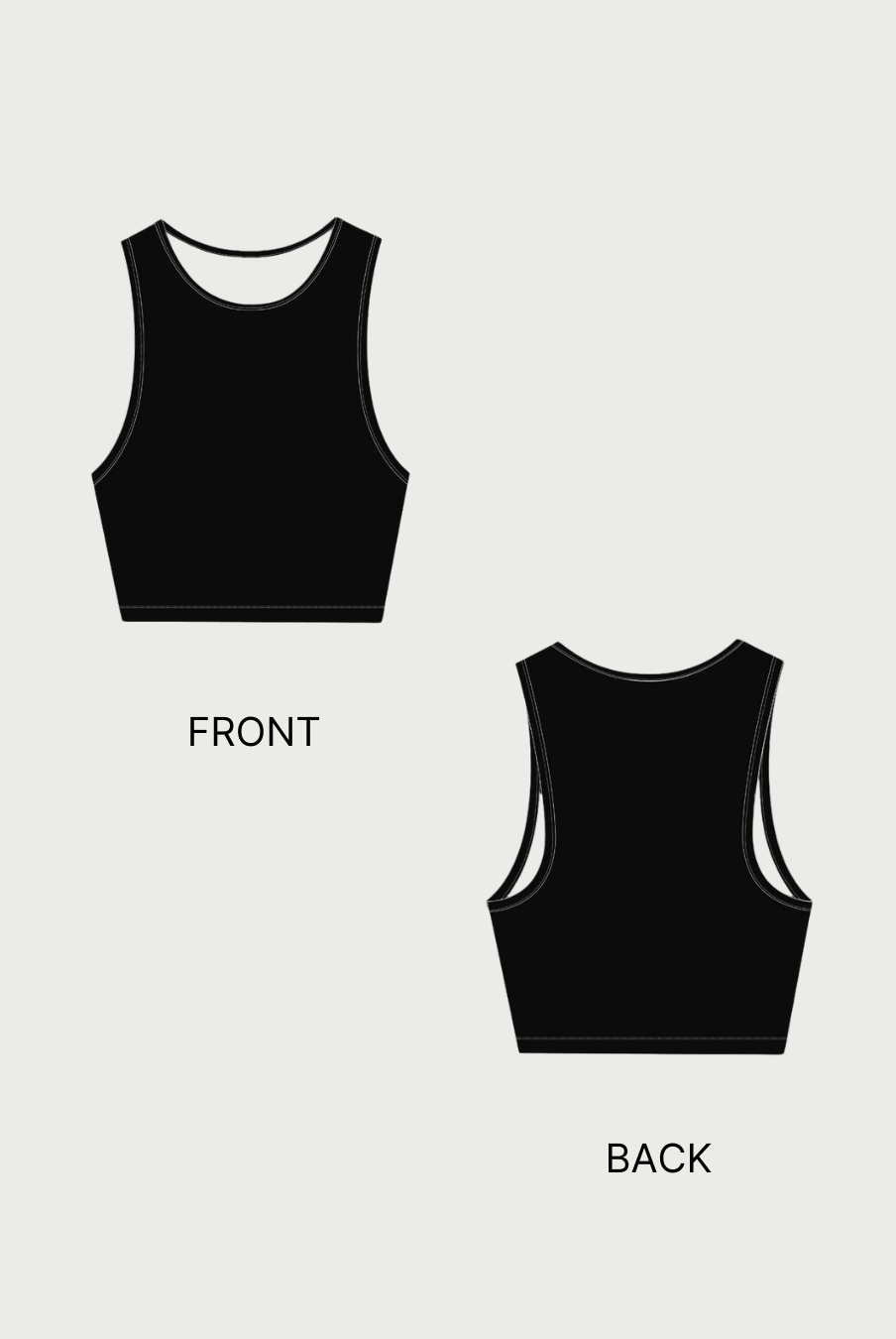 Front view of black Crop Tank Top Sewing Pattern Breeze