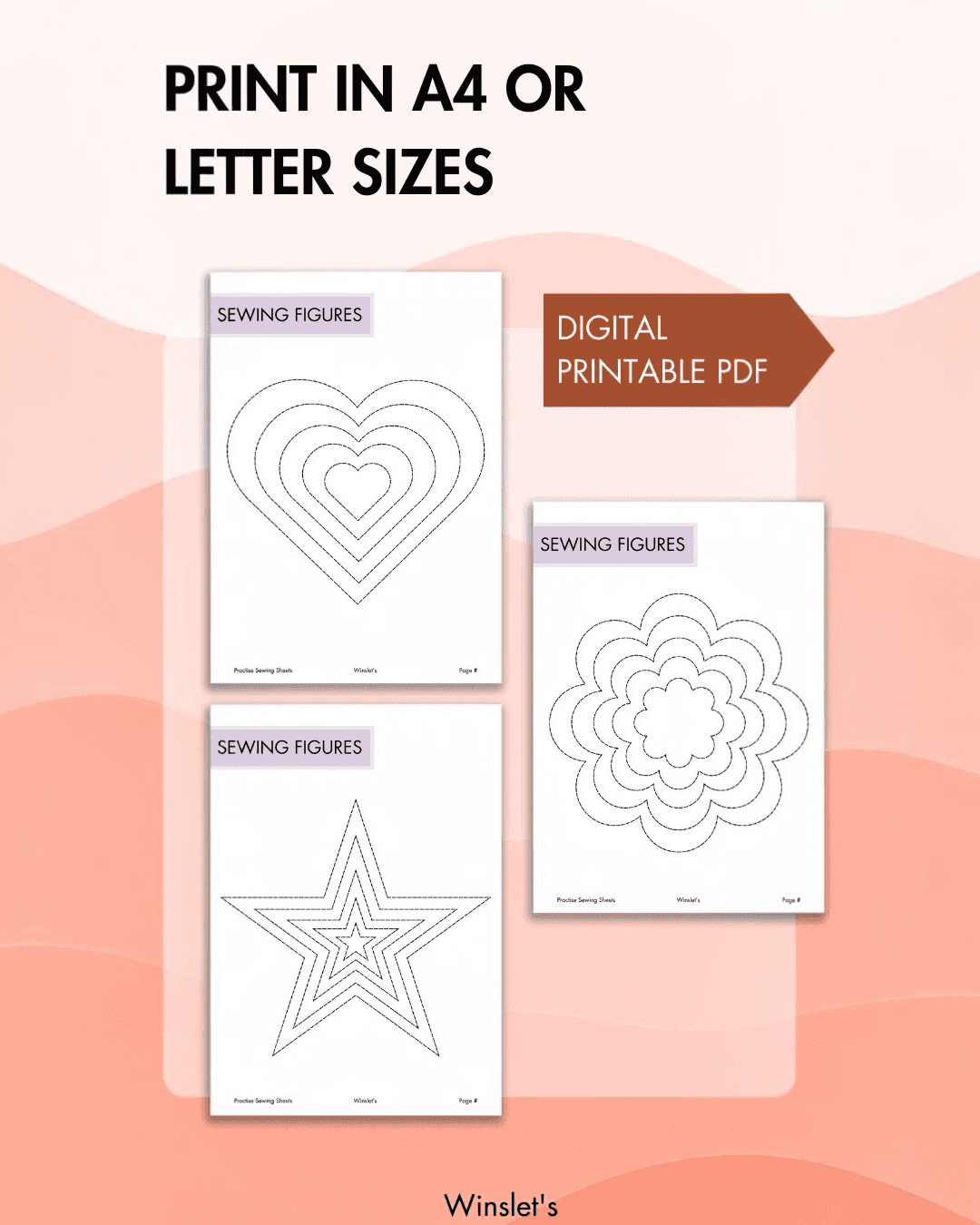 Simple sewing instructions and practice sheets for mastering sewing techniques