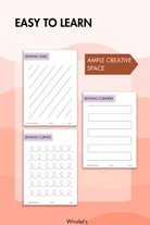 Easy-to-learn sewing practice sheets with ample creative space. Includes exercises for sewing lines, corners, and curves for beginners.