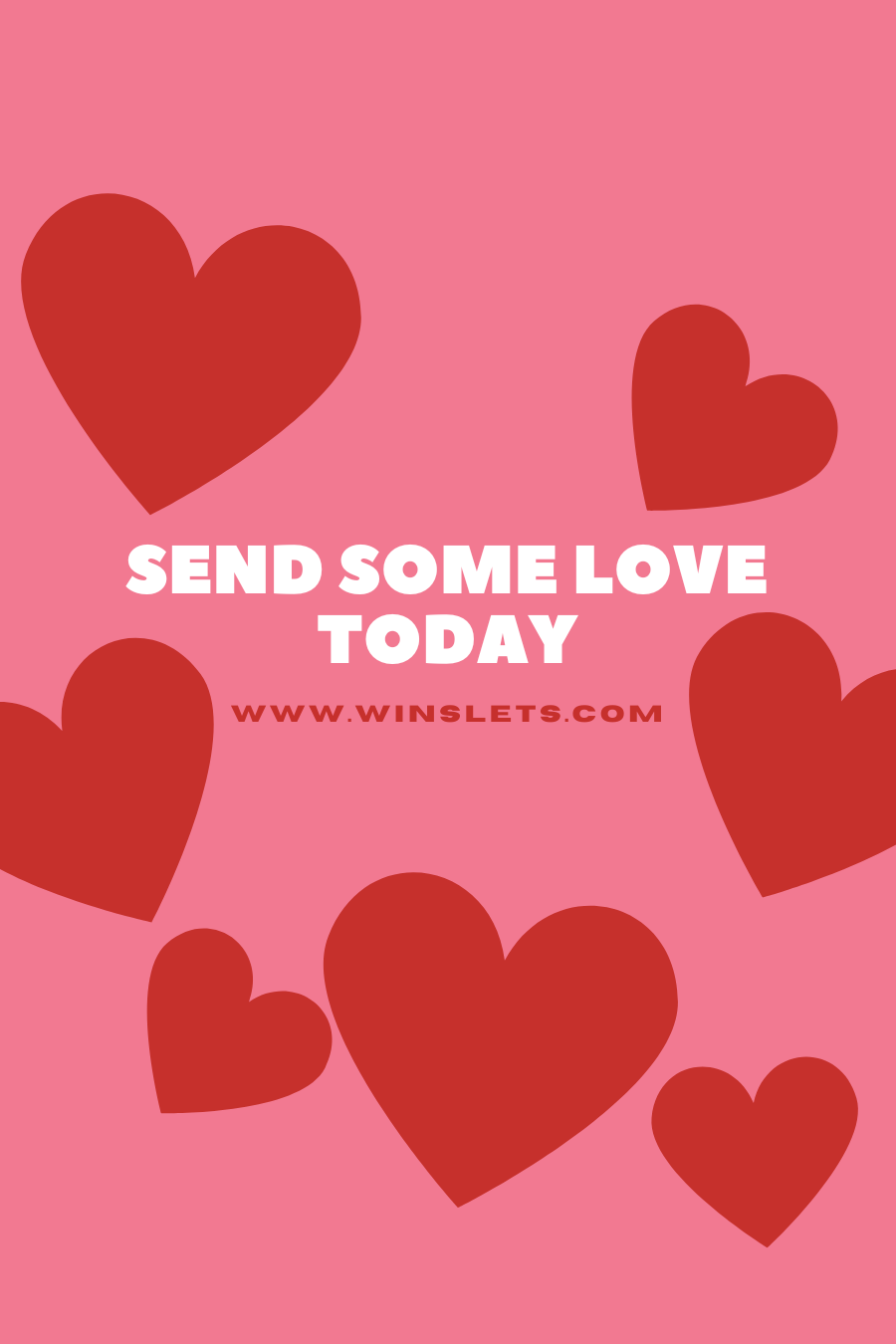 Promotional graphic for Winslet's Patterns Gift Card with red hearts and 'Send Some Love Today' message. Great for gifting sewing patterns.