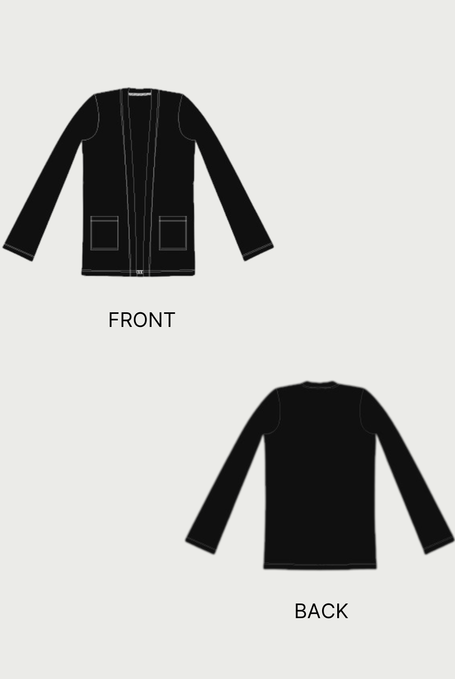 Long cardigan sewing pattern 2D flat illustrations