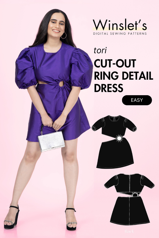 Cutout Ring Detail Dress Sewing Pattern 'Tori'