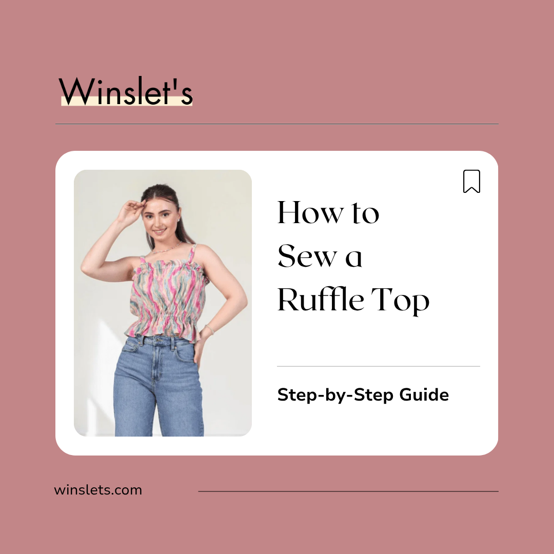 Woman wearing the Winslet's Dawn Ruffle Top sewn from the Dawn Ruffle Top Sewing Pattern.