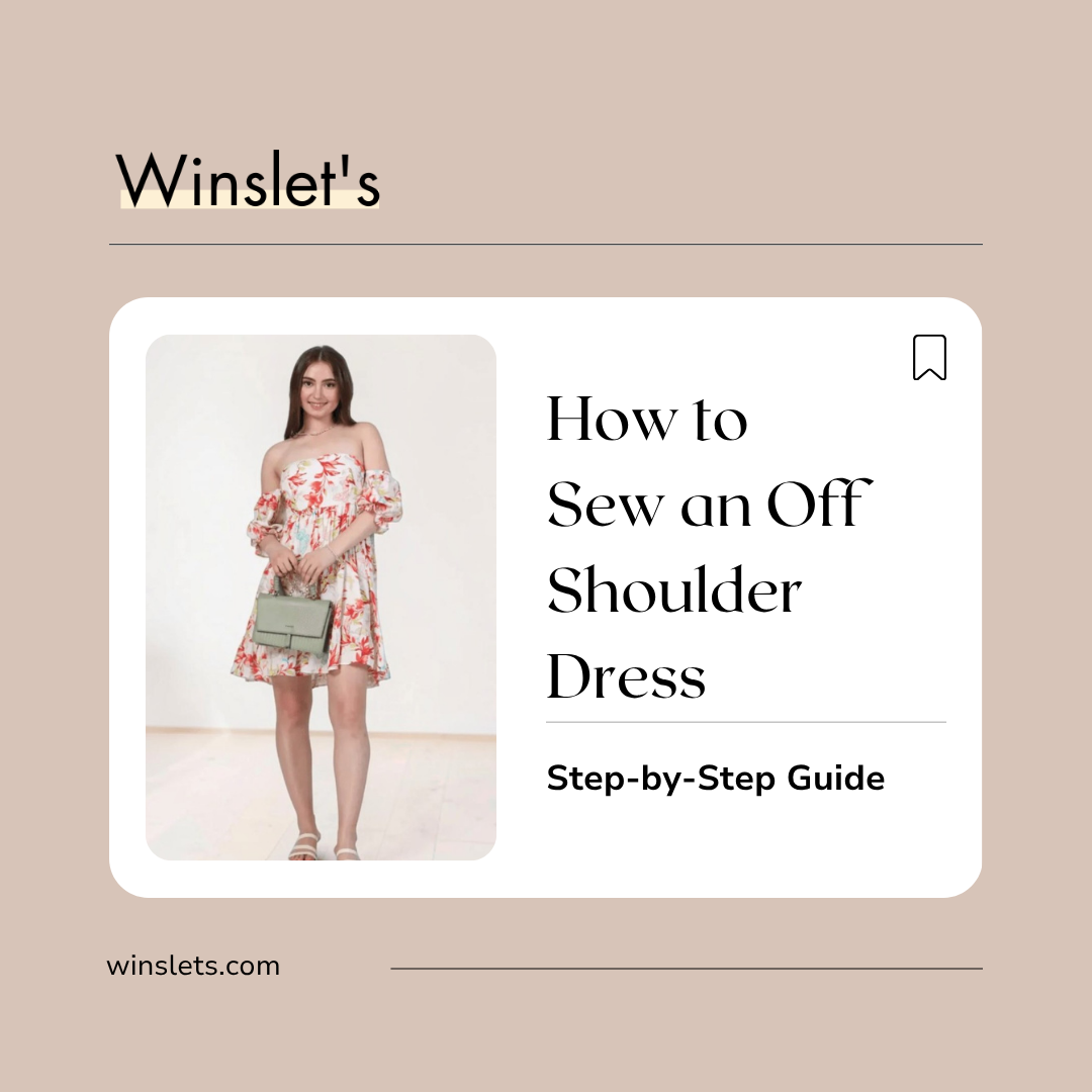 Aster Off Shoulder Dress sewing pattern featuring an empire seam gathered dress with off-the-shoulder puff sleeves and a frill hem.