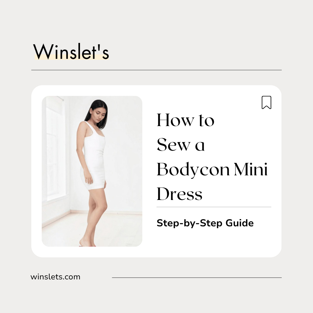 Swift Bodycon Mini Dress sewing pattern featuring a fitted sleeveless mini dress with a square neckline and bodycon silhouette made in stretch knit fabric