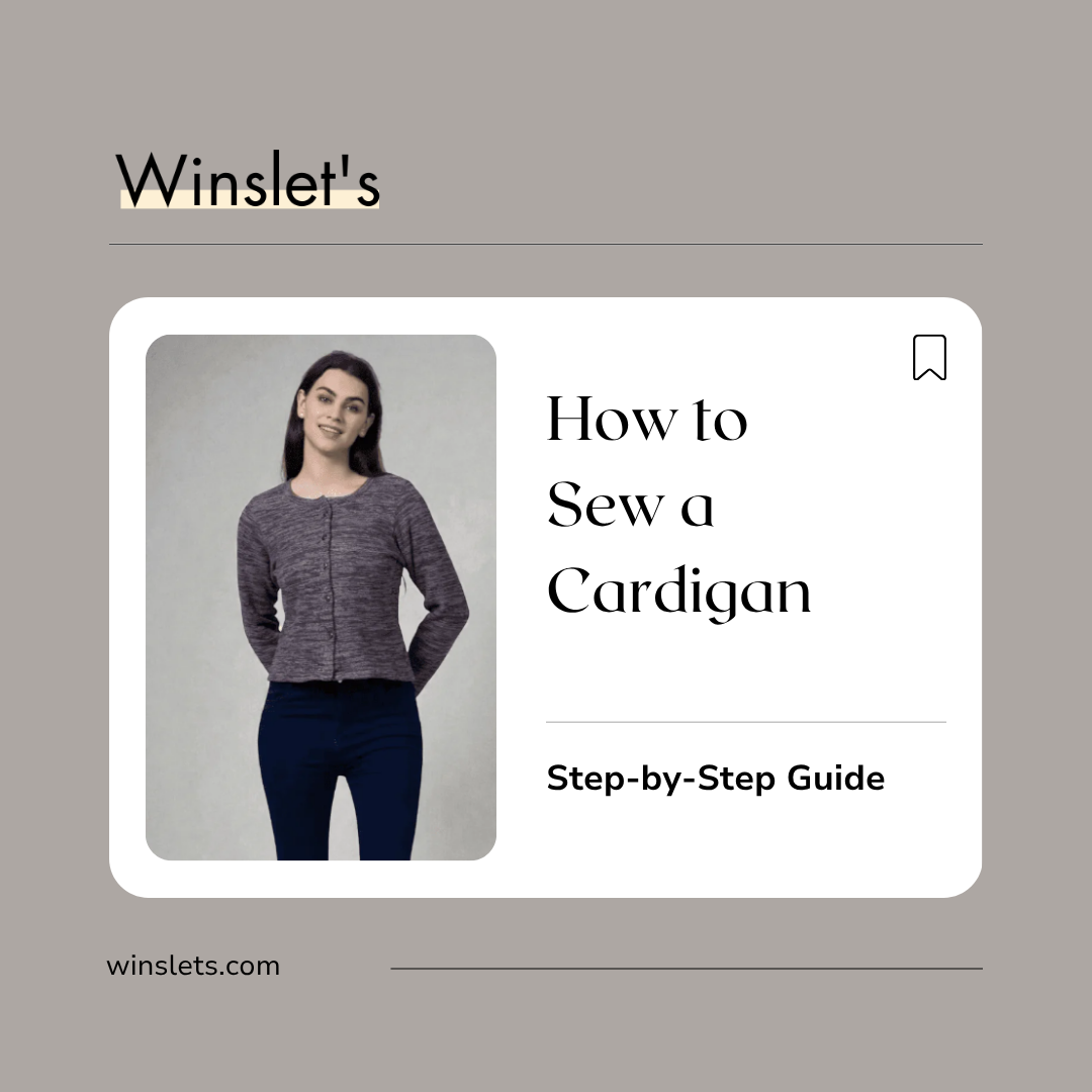 Woman wearing the Winslet's Liza Cardigan Sewing Pattern featuring a relaxed fit, long sleeves, button-front opening, clean neck band finish, and soft knit fabric.