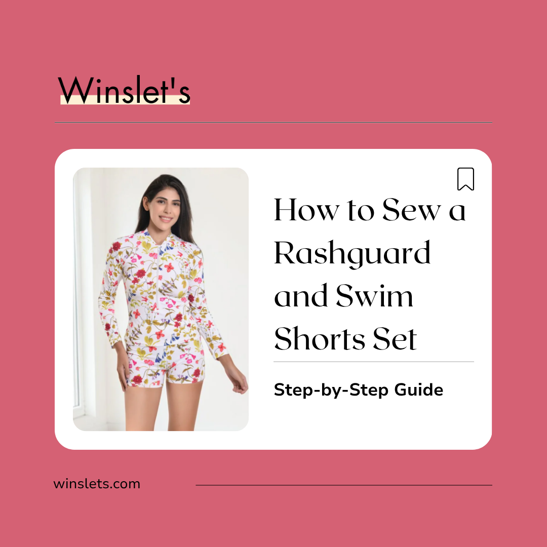 Woman wearing the Winslet's Darya Rashguard and Swim Shorts Set featuring a fitted long-sleeve zip-up rashguard, coordinating high-waisted swim shorts, stretch performance fabric, and a comfortable athletic fit.