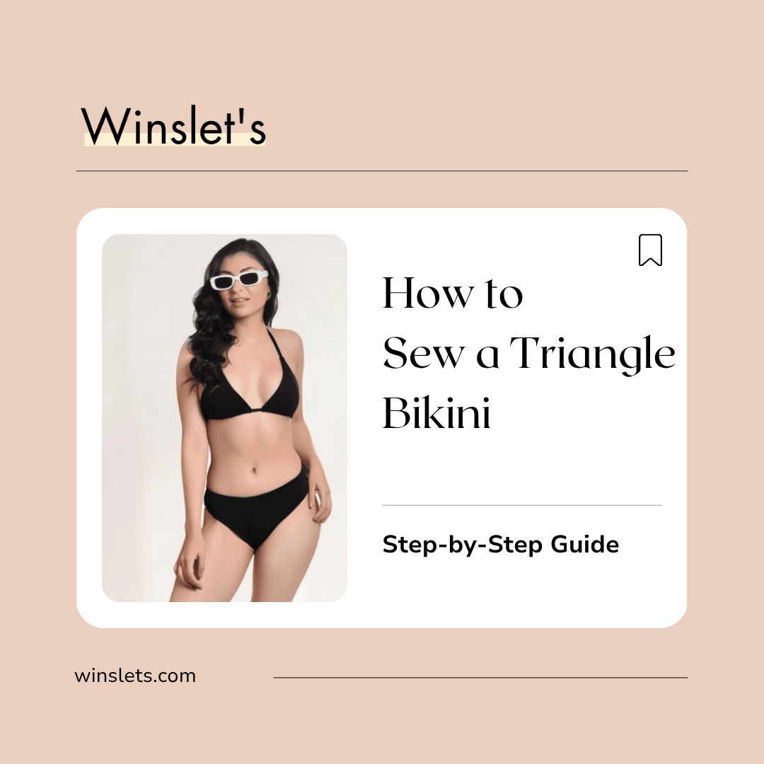 Woman wearing the Winslet's Isla Triangle Bikini featuring a classic triangle bikini top with adjustable tie strings and a seamless low-rise bikini bottom.