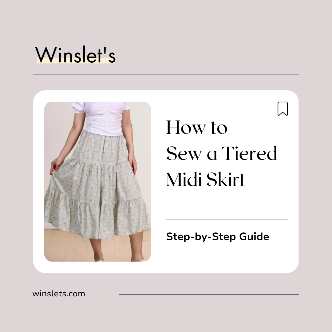 Woman wearing the Winslet's Mila Tiered Midi Skirt featuring three gathered tiers, a flowing midi-length silhouette, and a comfortable elastic waistband.