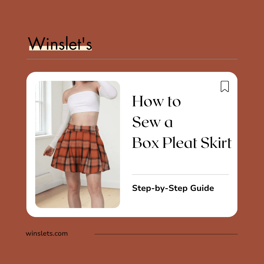 Woman wearing the Winslet's Ophelia Box Pleat Skirt featuring crisp box pleats, functional side pockets, a fitted waistband, and a classic knee-length silhouette.