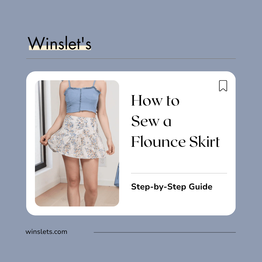 Woman wearing the Billie Flounce Skirt sewing pattern by Winslet's featuring a fitted mini skirt with a gathered flounce hem and side zipper.