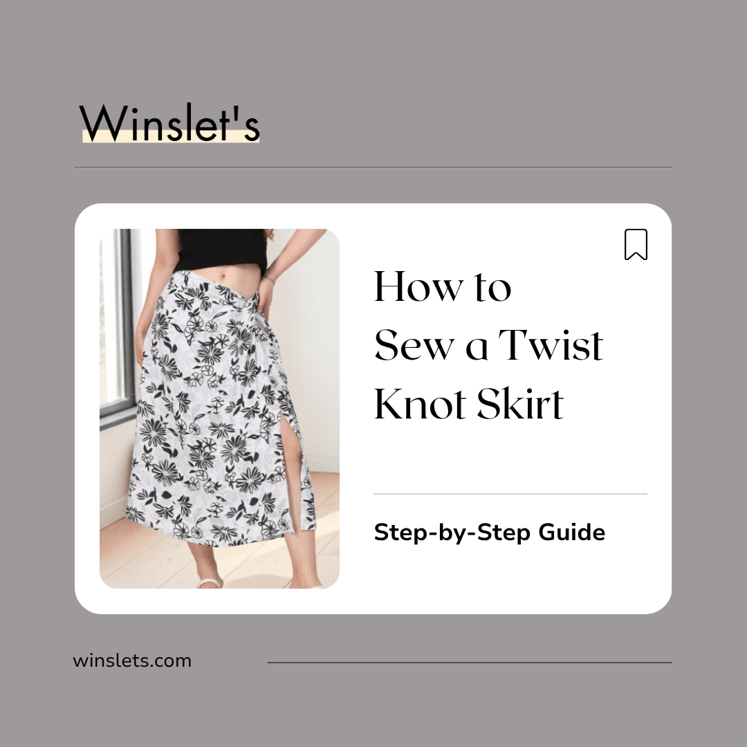 Woman wearing the Winslet's Lily Twist Knot Skirt featuring a flattering A-line silhouette, elegant side twist knot detail, front slit, shaped waistband, and side zipper closure.
