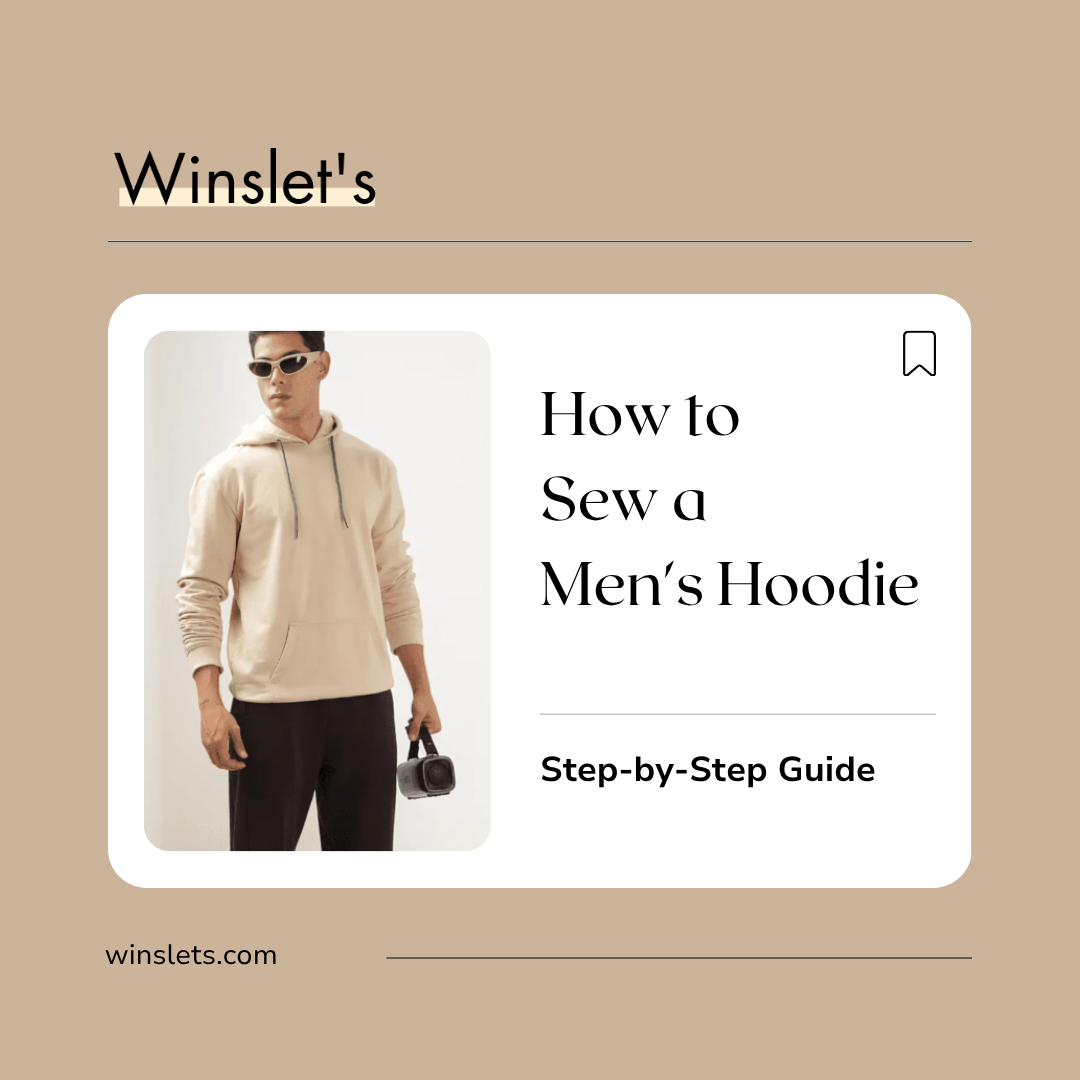 Man wearing the Winslet's Atlas Men's Hoodie Sewing Pattern featuring a lined hood, kangaroo pocket, long sleeves, ribbed cuffs, and a ribbed waistband in warm fleece fabric.