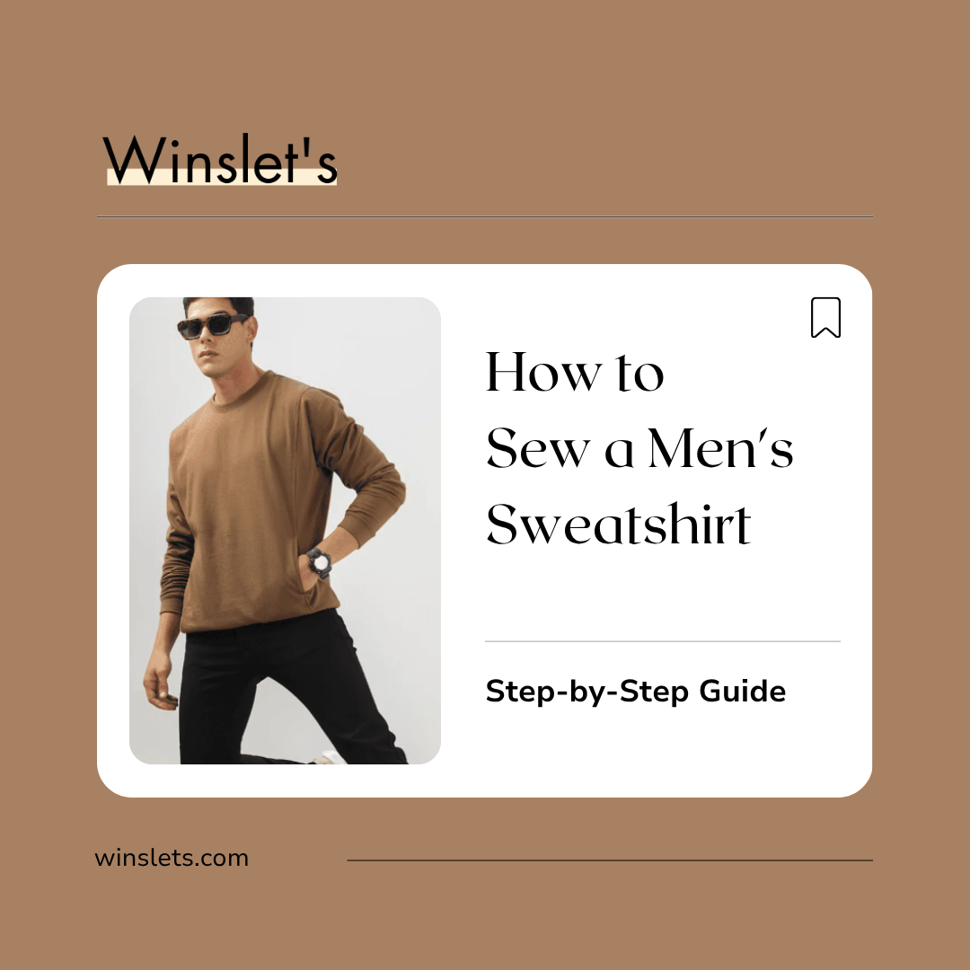 Man wearing the Winslet's Brian Men's Sweatshirt Sewing Pattern featuring a relaxed fit, long sleeves, functional side pockets, a ribbed crew neckline, ribbed cuffs, and a ribbed bottom band.