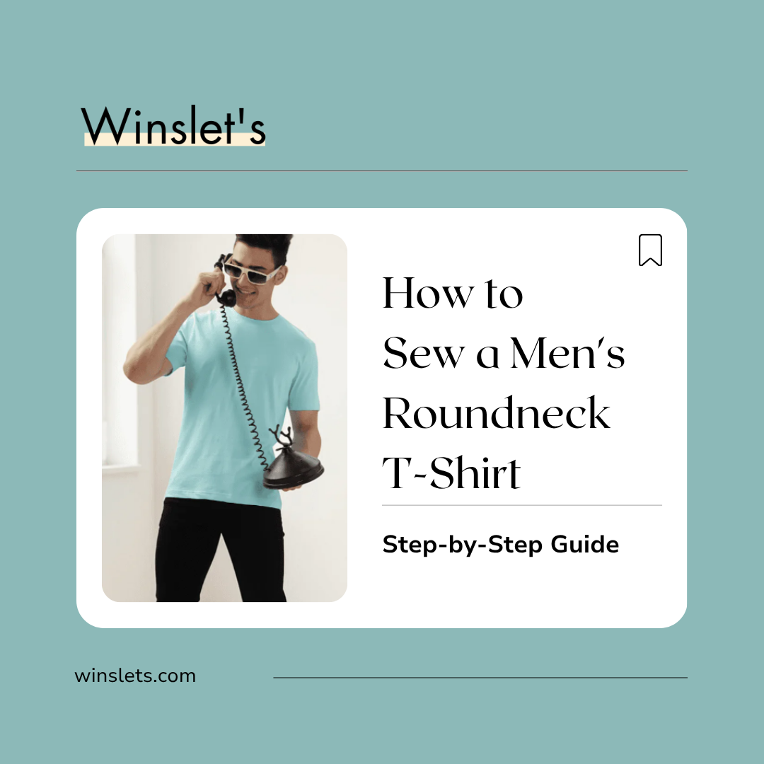 Man wearing the Winslet's Ryan Men's Round Neck T-Shirt Sewing Pattern featuring a classic crew neckline, short sleeves, and a comfortable everyday fit sewn in lightweight single jersey knit fabric.