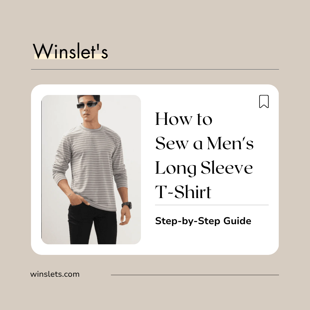 Man wearing the Winslet's Maddy Men's Long Sleeves T-Shirt Sewing Pattern featuring a classic round neckline, long sleeves, and a comfortable everyday fit sewn in lightweight single jersey knit fabric.
