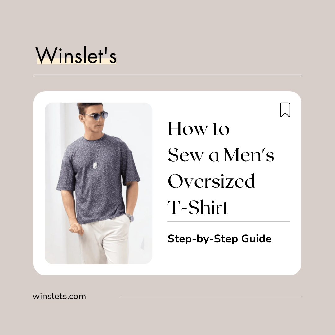 Man wearing the Winslet's Archie Men's Oversized T-Shirt Sewing Pattern featuring a relaxed oversized fit, classic round neckline, dropped shoulders, short sleeves, and clean finished hems sewn in lightweight single jersey knit fabric.