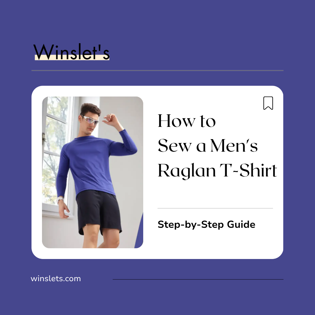 Man wearing the Winslet's Luke Men's Raglan T-Shirt Sewing Pattern featuring a slim fit, classic crew neckline, long raglan sleeves, and clean finished hems sewn in lightweight stretch jersey fabric.