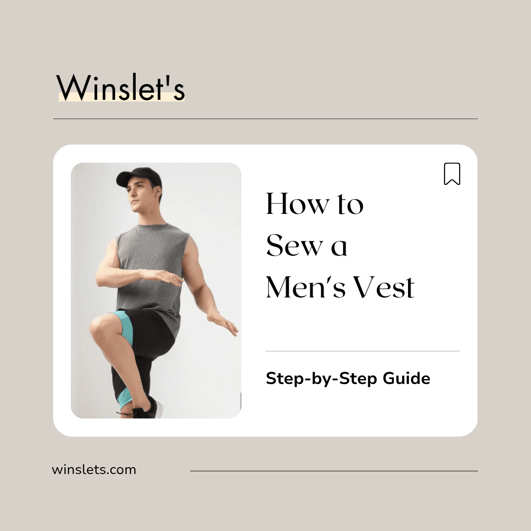 Man wearing the Winslet's Freddie Men's Vest Sewing Pattern featuring a sleeveless design, classic crew neckline, comfortable fit, and clean finished armholes sewn in soft cotton single jersey fabric.