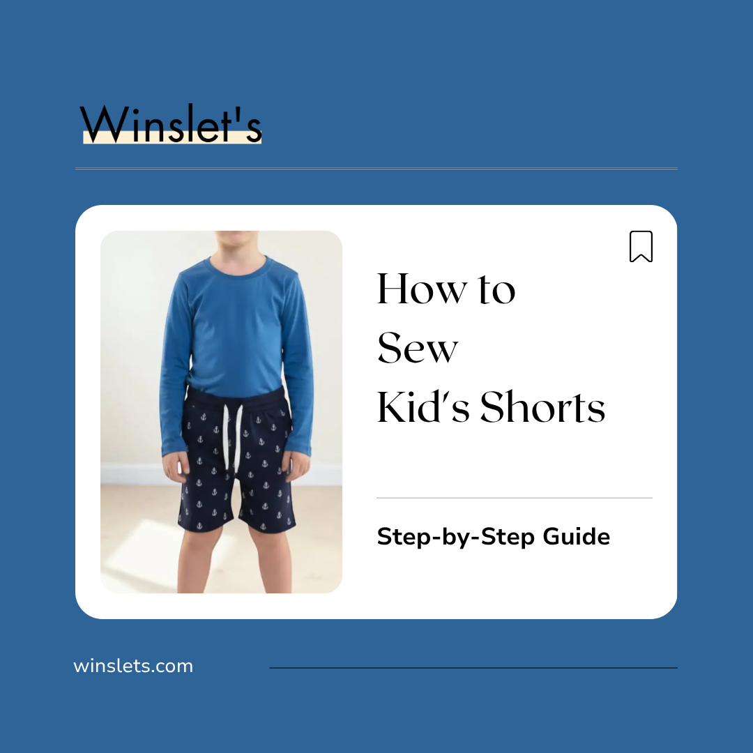 Child wearing the Winslet's Jordan Kids Shorts Sewing Pattern featuring a relaxed fit, elastic waistband with a functional drawstring, and clean hemmed legs sewn in lightweight cotton poplin fabric.