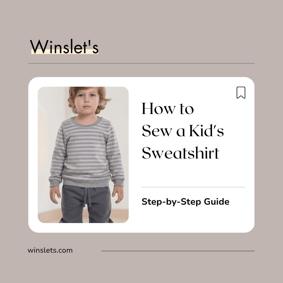 Child wearing the Winslet's Shawn Kids Sweatshirt, a round neck sweatshirt sewing pattern with sleeve cuffs and optional ribbed bottom band or hemmed finish.