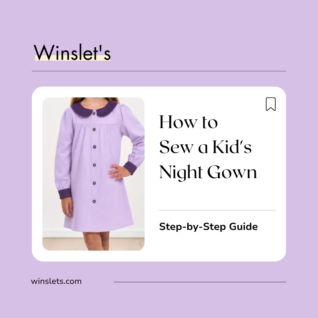 Child wearing the Winslet's Deborah Kids Night Gown featuring a button-up front, Peter Pan collar, gathered front and back yokes, and long sleeves finished with cuffs.