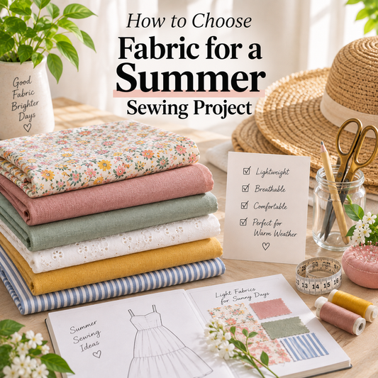 How to choose fabric for a summer sewing project by checking drape, weight, stretch, fiber content, and breathability