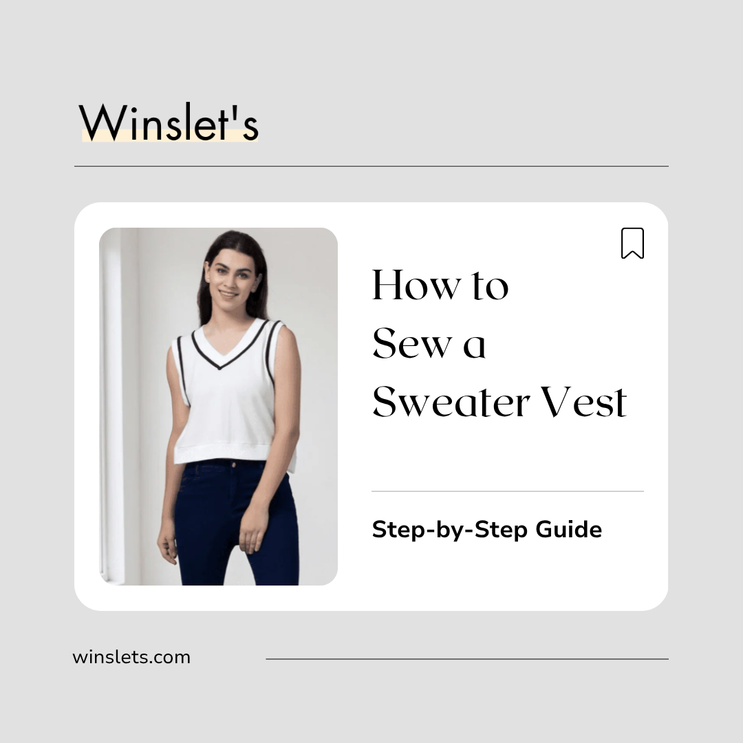 Model wearing the Winslet's Nadine Sweater Vest featuring a classic V-neck, sleeveless design, and ribbed neckline, armholes, and hem.