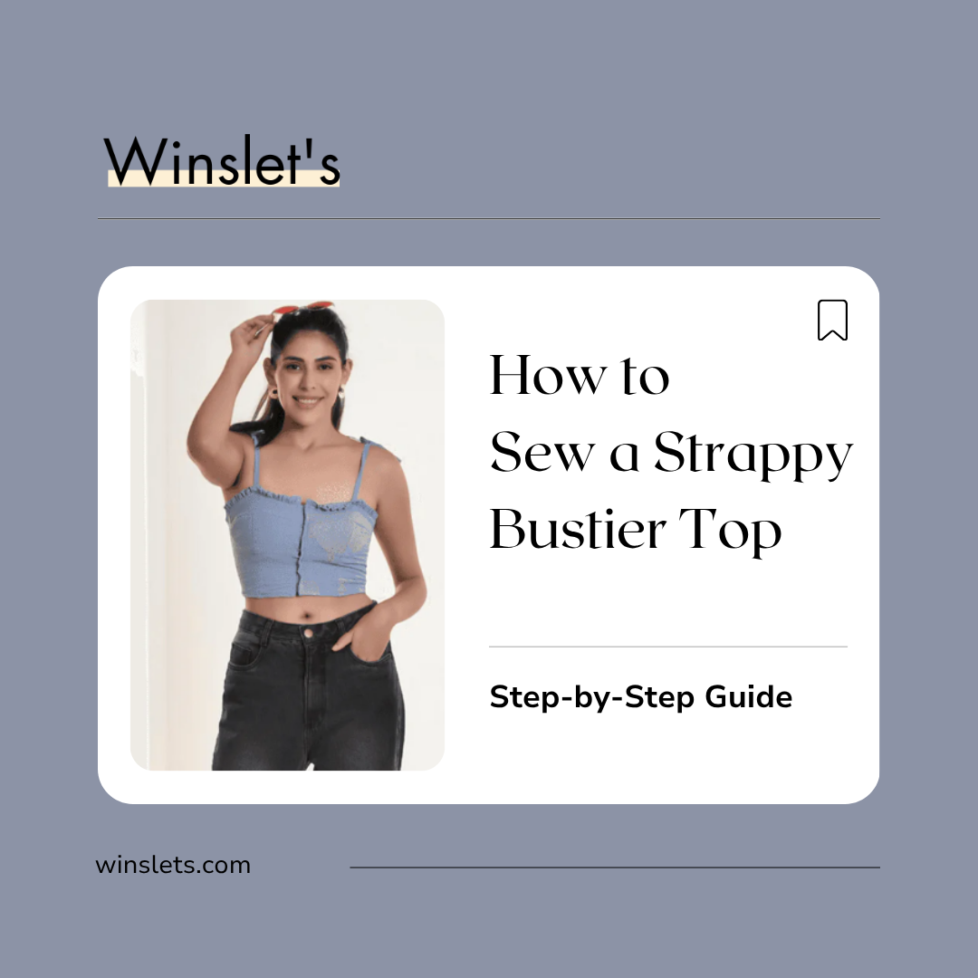 Model wearing the Winslet's Piper Strappy Bustier Top featuring shaped bust cups, a frill neckline, adjustable knotted shoulder straps, a smocked back panel, and a hook-and-eye front closure.