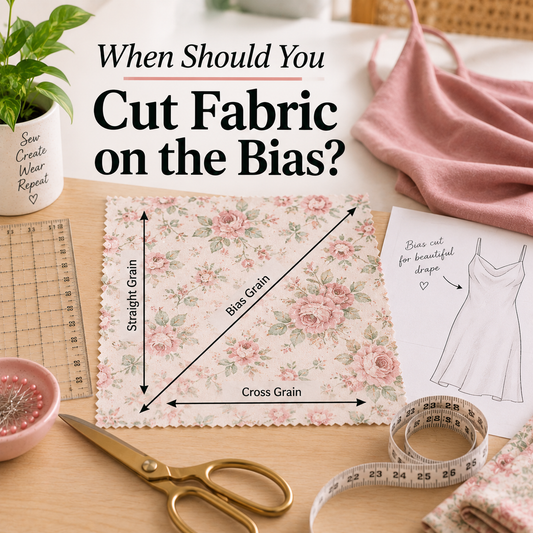 How to cut fabric on the bias using a 45-degree true bias grainline and selvage alignment
