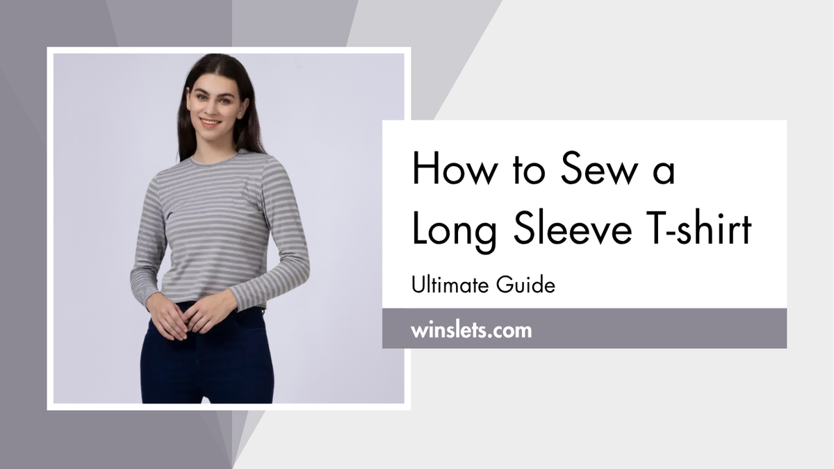 Smiling woman wearing a striped long sleeve T-shirt; sewing tutorial guide.