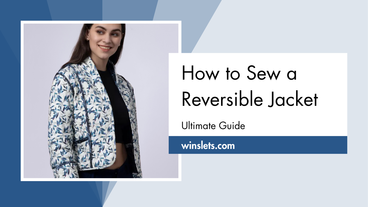 Woman wearing a floral reversible jacket – step-by-step sewing guide.