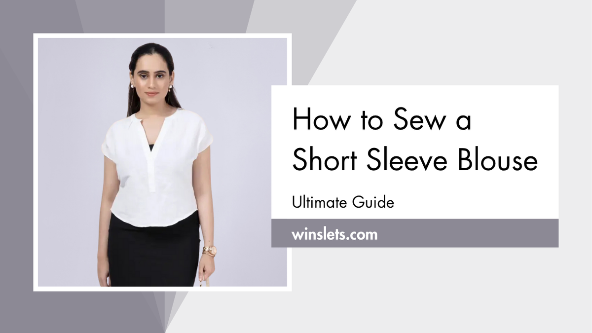 Woman wearing a white short sleeve blouse – How to Sew a Short Sleeve Blouse Guide.