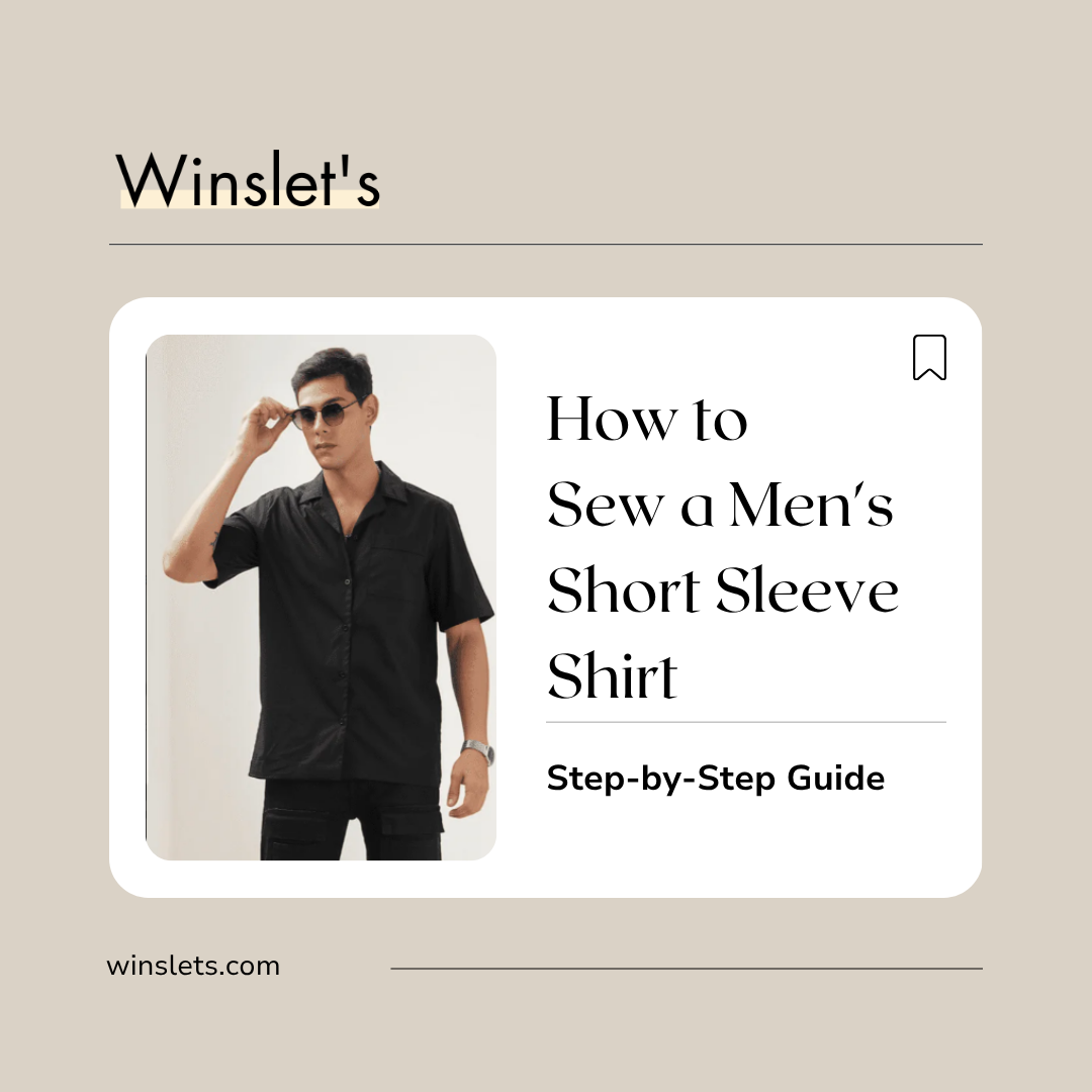 Man wearing the Winslet's Paul Men's Short Sleeve Shirt Sewing Pattern featuring a regular fit, camp collar, short sleeves, and chest pocket.