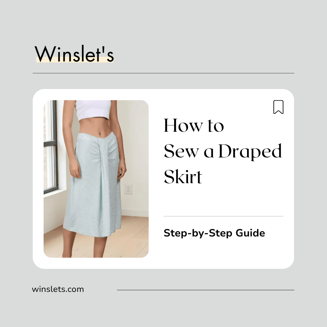 Woman wearing the Winslet's Lara Draped Skirt featuring elegant front draping, a flattering midi-length silhouette, front slit, and a clean back zipper closure.