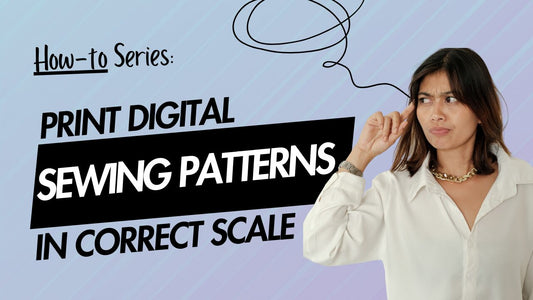 Woman thinking with textPrint Digital Sewing Patterns in Correct Scale